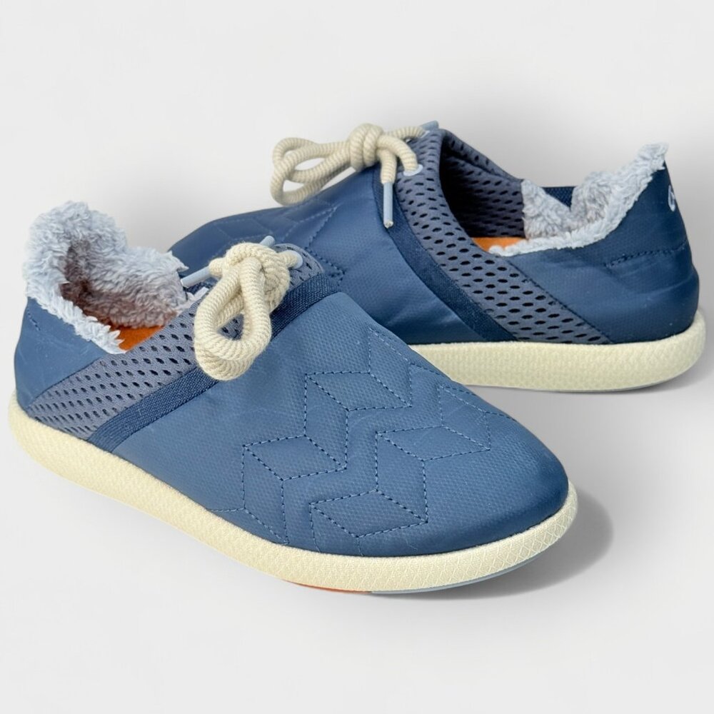OluKai Mahiki Slipper Sneaker Women's 10 Moonlit Ocean Faux Fur Drop-In Heel NWT - Picture 11 of 12